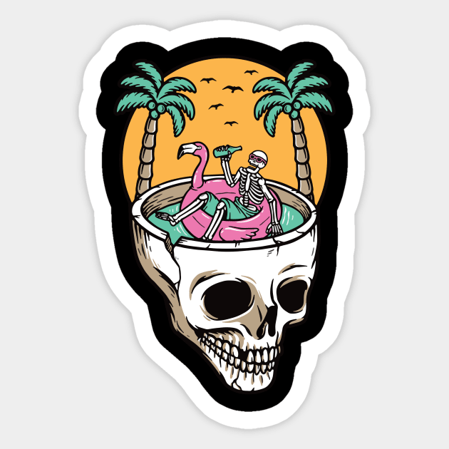 Chill out on the skull beach Main Tag Sticker by Sophroniatagishop